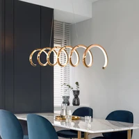 modern creative dining room island chandelier stainless steel simple restaurant led pendant lamp coffee office long luminaires