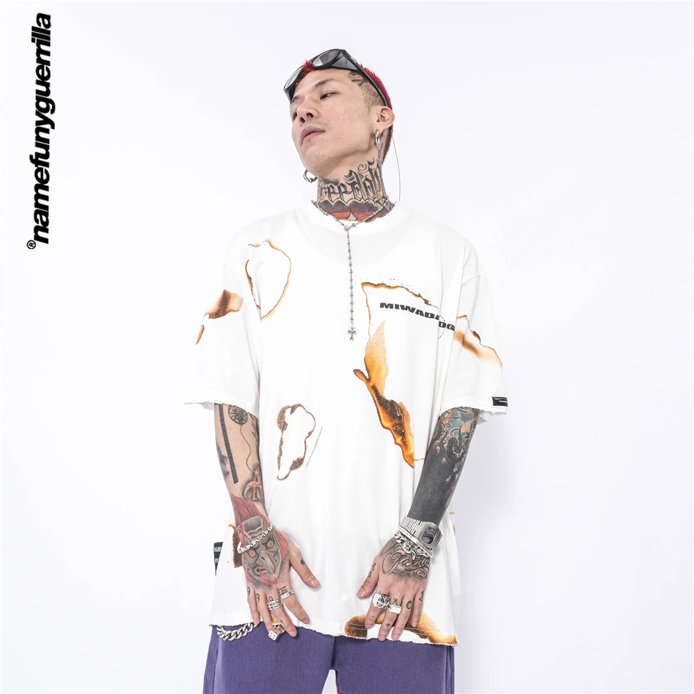 

Namefunyguerrilla New arrival 2021 Vintage oversized t shirt Hip Hop Streetwear Tshirt Harajuku Summer Cotton Tops Tees LSD25