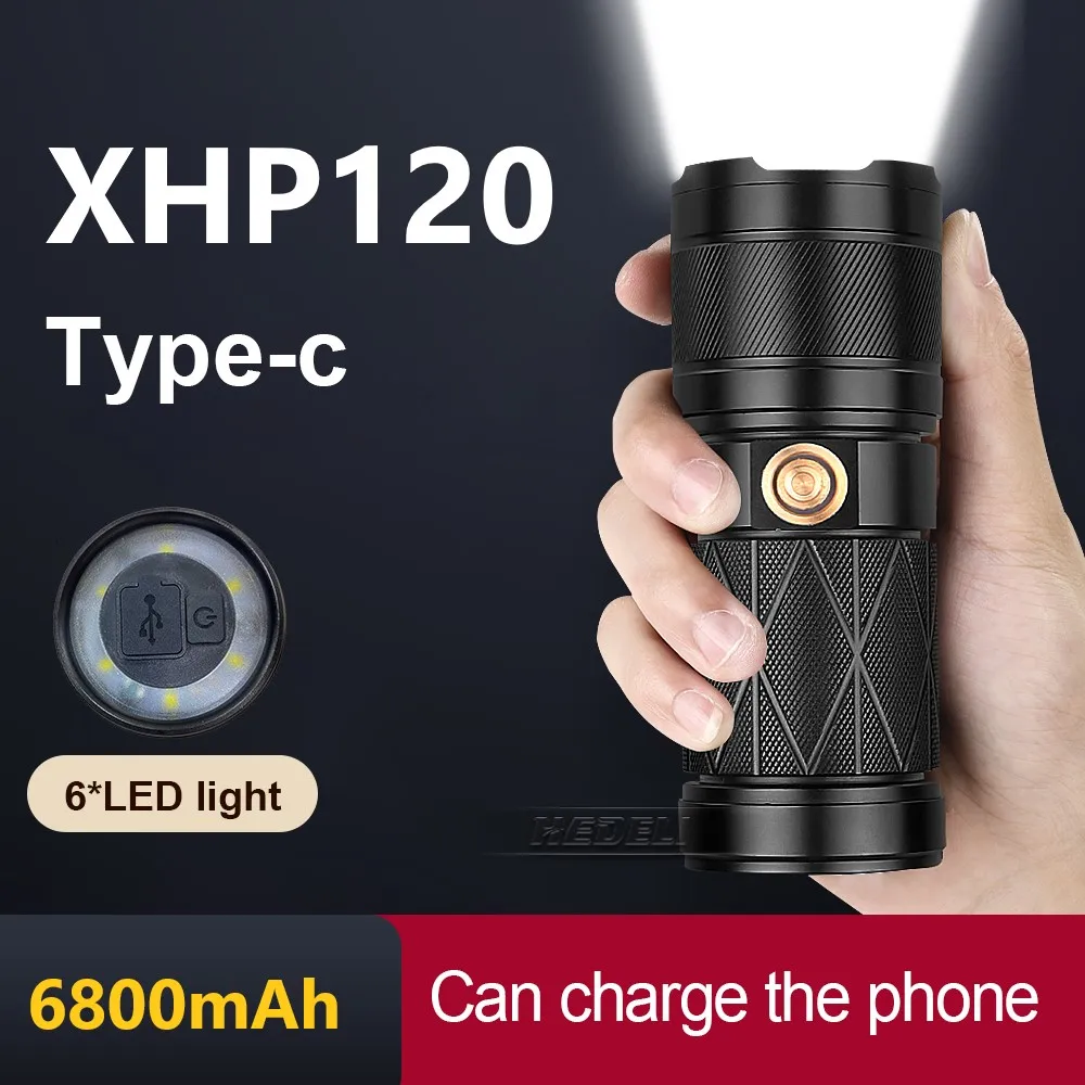 

2021 NEW XHP120 Most Powerful Led Flashlight 18650 Rechargeable Led Torch Light XHP90 Usb Portable Flash Light Camping Hand Lamp