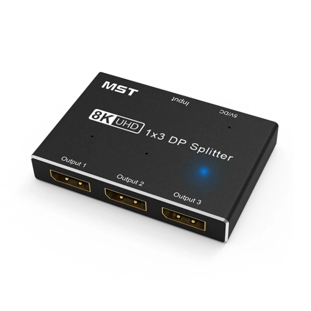 

Разветвитель 8K сплиттер DisplayPort 1 в 3 Out 8K @ 30Hz 4K @ 144Hz DP 1,4, адаптер-концентратор SST MST, 1*3 DisplayPort на 3 дисплея Ultra HD