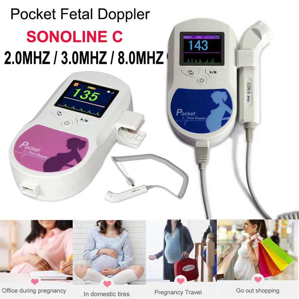 

2MHZ 3MHZ 8MHZ Fetal Doppler Pocket Ultrasound Baby Heartbeat Detector Home Pregnant Doppler Heart Rate Monitor Baby Sound C1