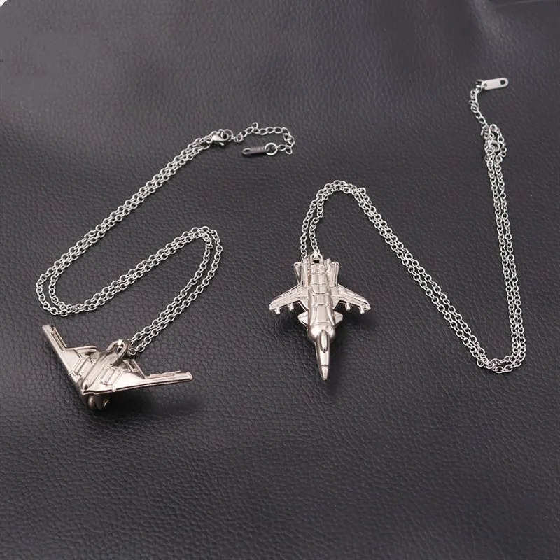 

Fashion 3D Stealth Fighter Charm Stainless Steel Necklace DIY Metal Jewelry Handicraft Findings For Men and Women P94