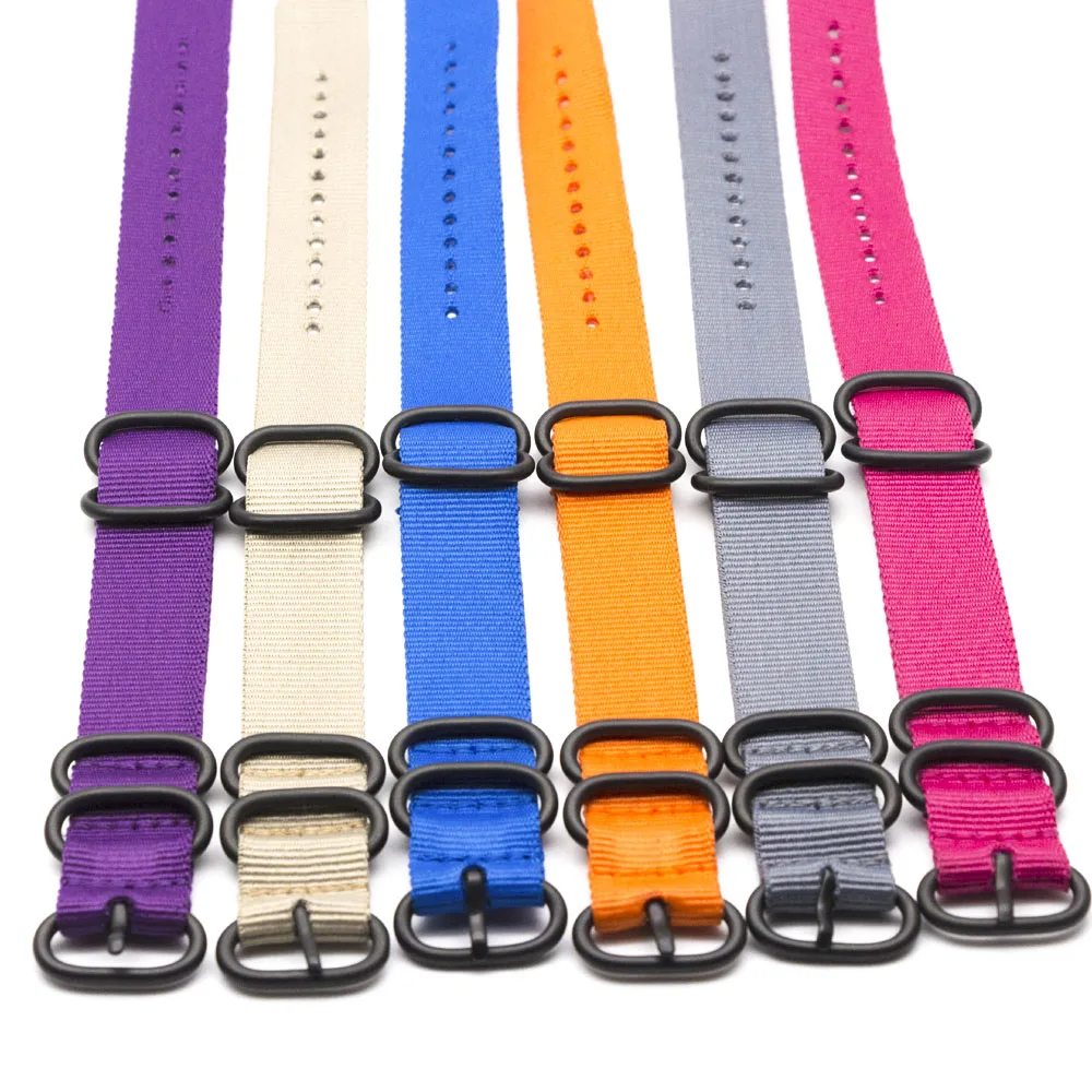 Ремешок нейлоновый для наручных часов Премиум браслет с черной пряжкой 18 мм 20 22 24