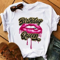 birthday squadqueen graphic print womens t shirt sexy glitter lips tshirt femme summer fashion tops tee shirt female wholesale
