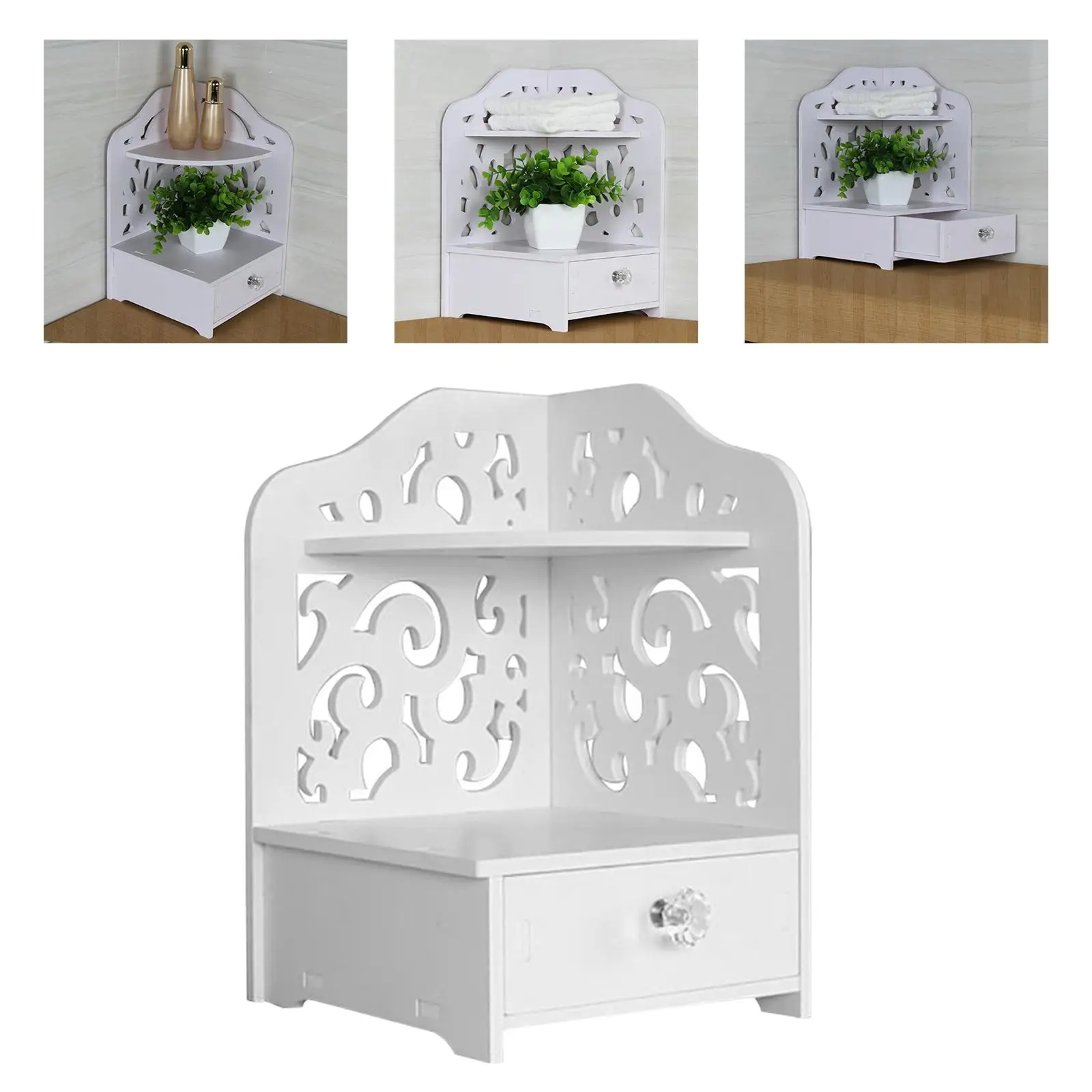 

Desk Shelf Organizer Corner Shelves Rack Stationary Holder for Office