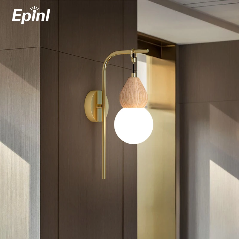 

Epinl Modern Wall Light Wood Lights Dining Parlor Lamp Bedroom Restaurant Living Room Aisle Home Decor Coffee Store Wall Lamp