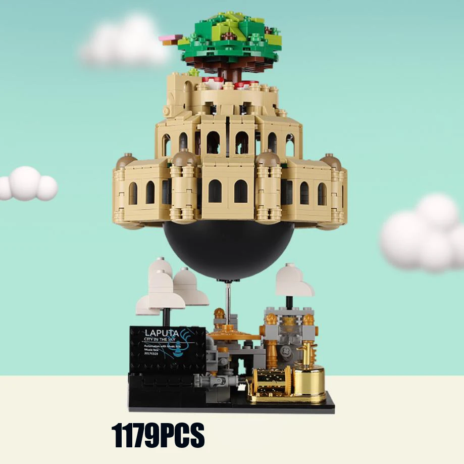 

Creative Japan Hayao Miyazaki Anime Bricks Music Box Castle In The Sky Moc Building Block Educational Toys Collection For Gifts