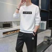 korean sweater mens new casual pants set spring and autumn boys round neck long sleeve student youth sports two piece set