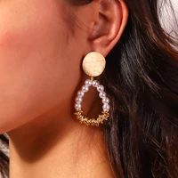 lovmi retro pearls water drop women earrings golden oval stone pendants jewelry long dangle earrings for party gift wholesales