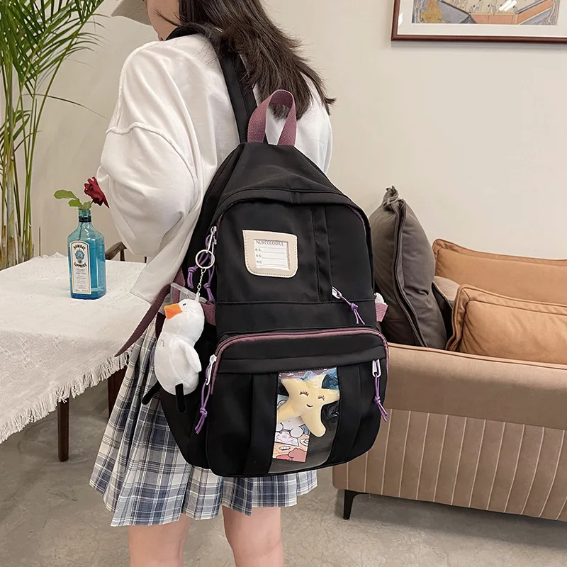 

2021 New Korean style simple large-capacity student backpack junior high school student college student schoolbag female
