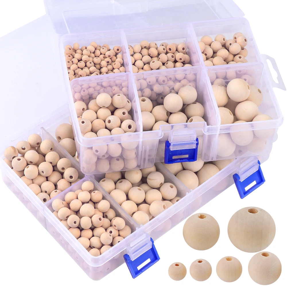 

1105pcs/320pcs Multi-Size Mixed Set Wooden Beads Natural Wood Teething Bead Accessories for jewelry Tools Craft Handmade DIY