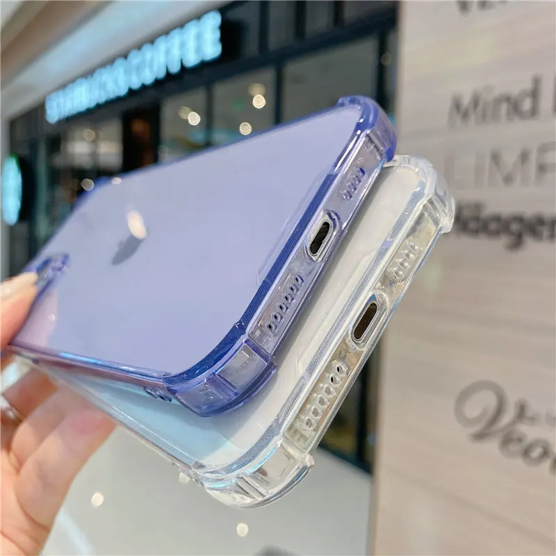 

Transparent Shockproof Case for iPhone 12 Mini 11 12 Pro Max XS XR X 7 8 Plus Clear Anti-Knock Phone Shell Soft TPU Back Cover