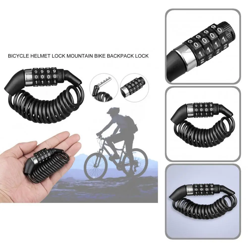 Useful Rust-proof Protective Equipment Cable Combination 4 Code Bike Lock Password Bicycle Locks Password Cable Lock