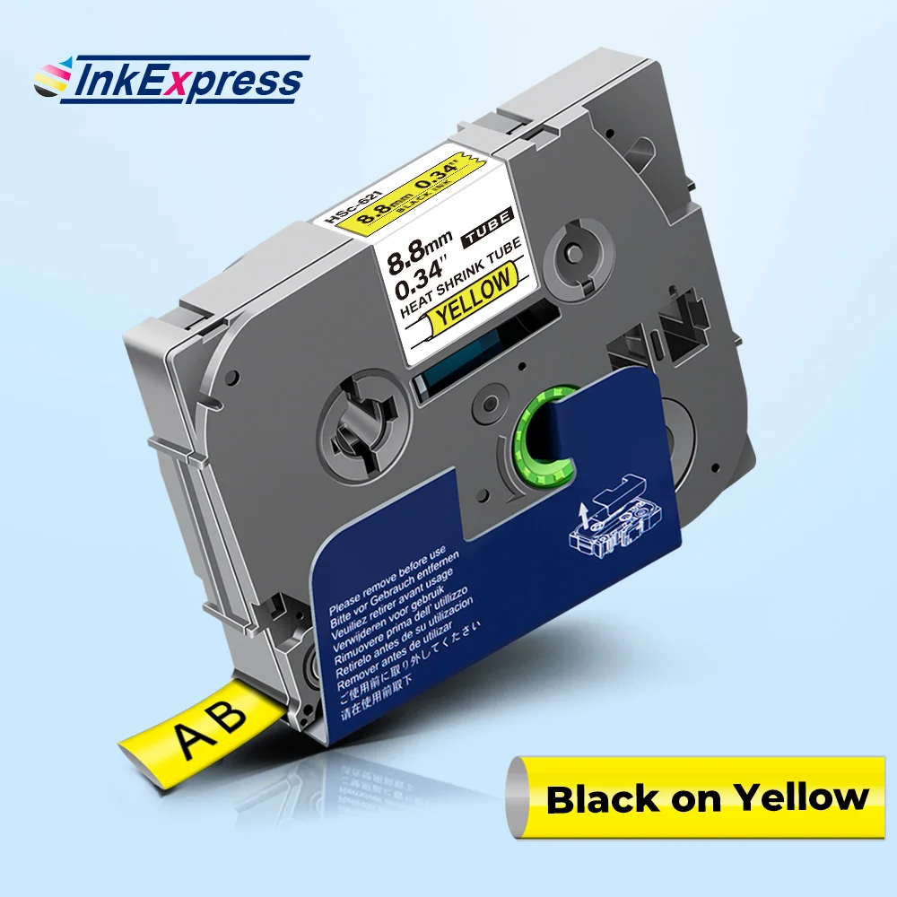 9 мм этикетки для Brother терм усадочная трубка 621 запечатанных лент черный на желтом