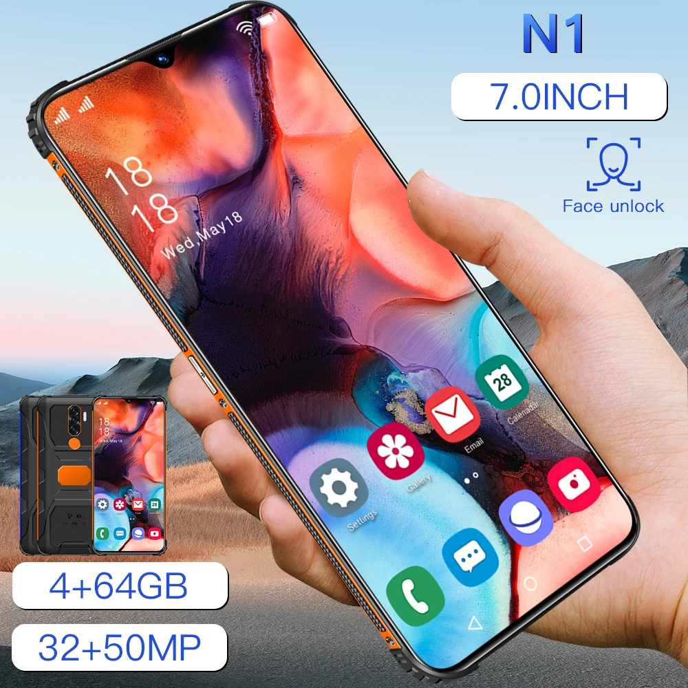 

New N1 7.0Inch 4+64G Smartphone 32MP Camera 6800mAh 4G LTE IP67 Waterproof Rugged Global Version 8Cores Dual SIM Card Cellphone