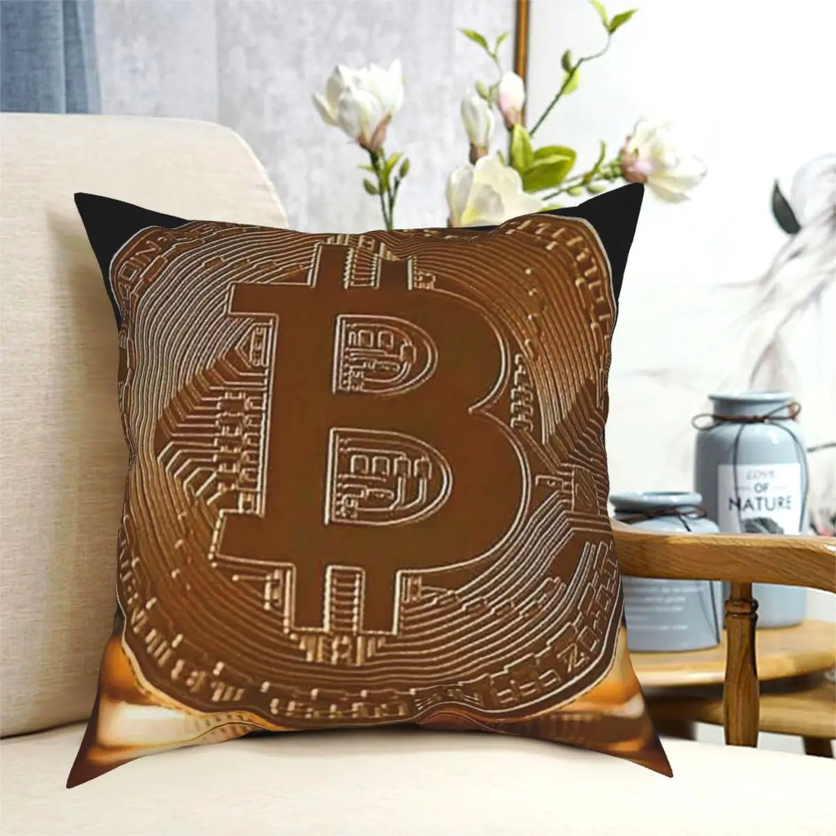 

Virtual currency Bitcoin Cryptocurrency Throw Pillow Cushion Cover Decorative Pillowcases Case Home Sofa Cushions 40x40,45x45cm