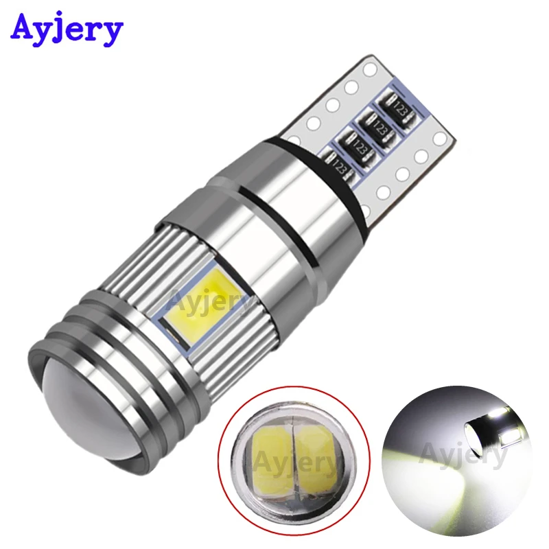 

AYJERY 200 шт. CANBUS T10 6 SMD 5630 светодиодные линзы без ошибок светодиодный SMD 5730 168 194 автомобисветильник белый светильник для чтения габасветильник 12 В