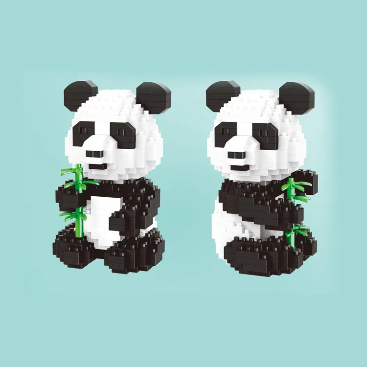Идея милых животных панда нанокирпичи 3в1 микро алмазный блок строительные