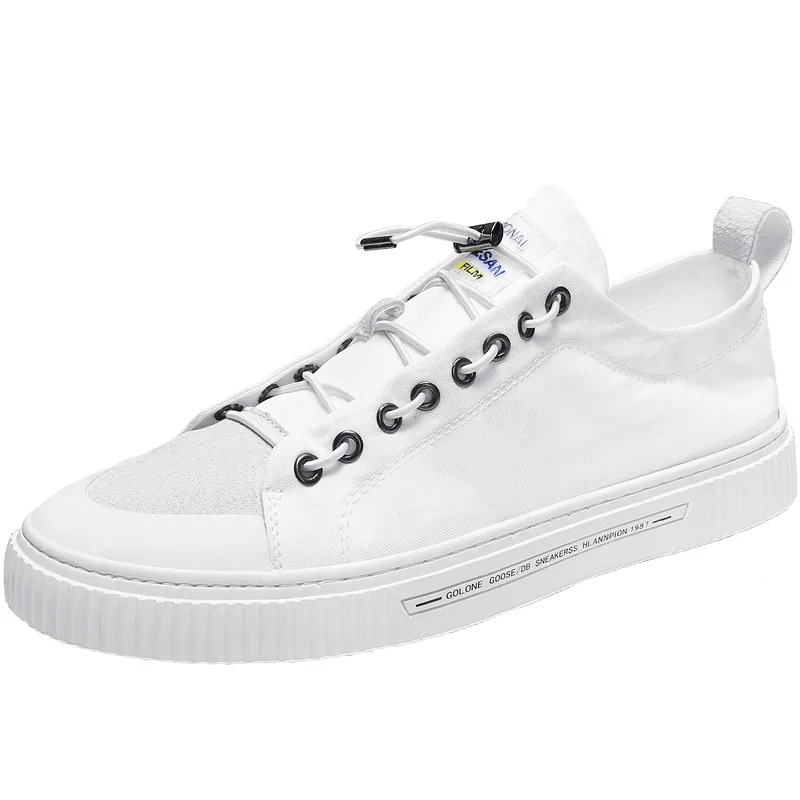 Кроссовки мужские с низким вырезом холщовые дышащие сникерсы резинкой плоская