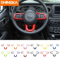 shineka interior accessories for jeep gladiator jt 2018 car steering wheel decoration cover stickers for jeep wrangler jl 2018