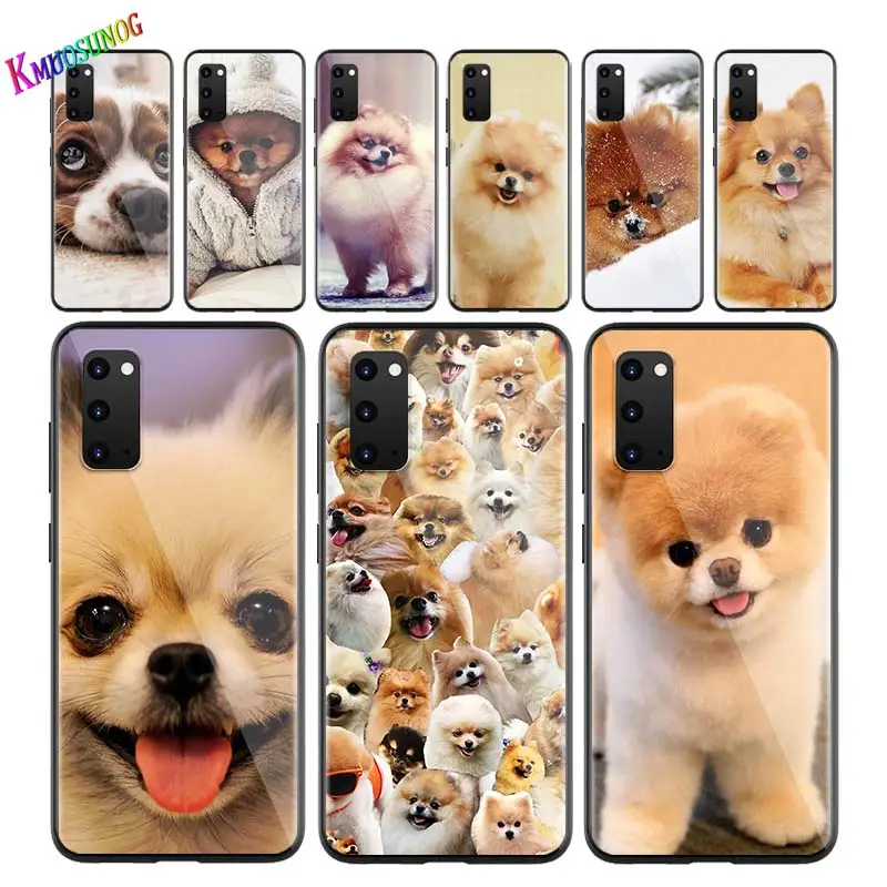 Милый Pomeranian dogs для Samsung Note 20 S20 Ultra Plus A91 A71 A51 A41 A31 A21 A21S A11 A01 яркий черный чехол