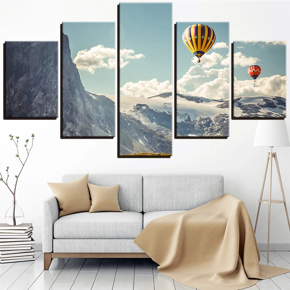 

5 Pieces Wall Art Canvas Painting Landscape Poster Hot Air Balloon Modular Pictures Home Decoration Modern Living Room
