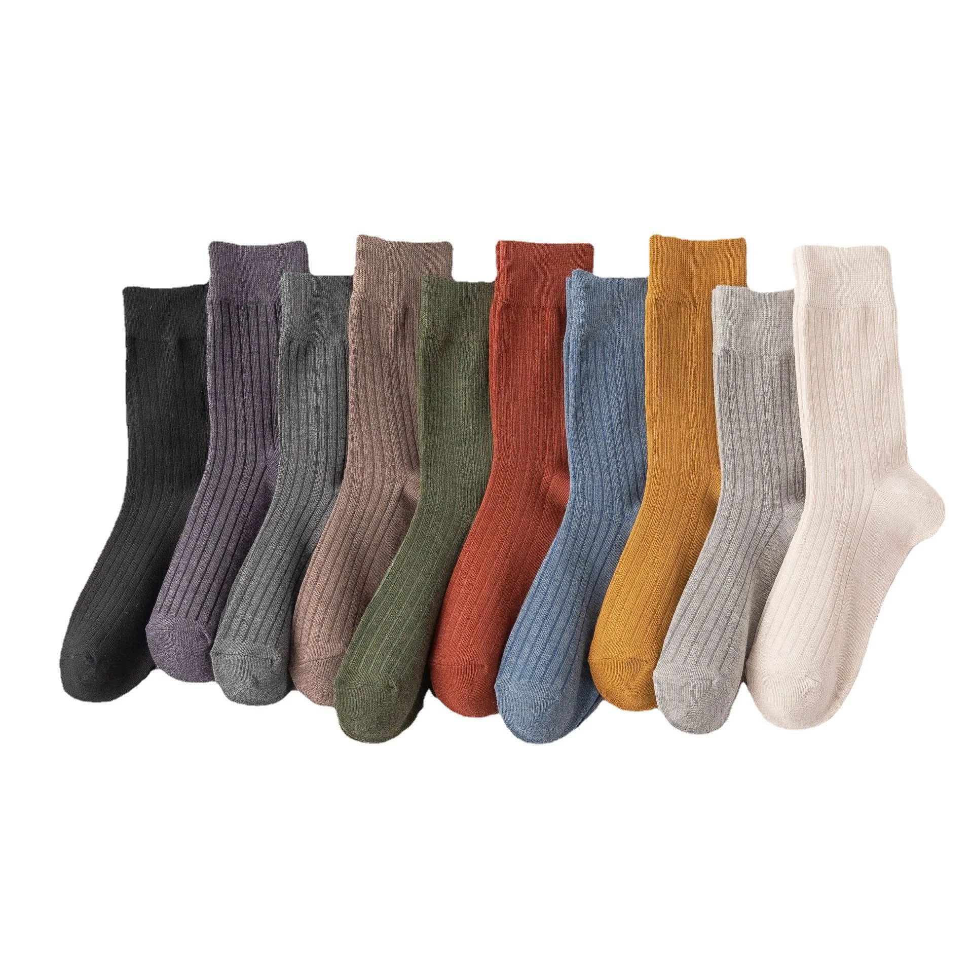 Autumn and Winter Socks Women's Solid Color Pile of Medium Tube Korean Japanese Style Woman Cotton Breathable Fashion Long Socks