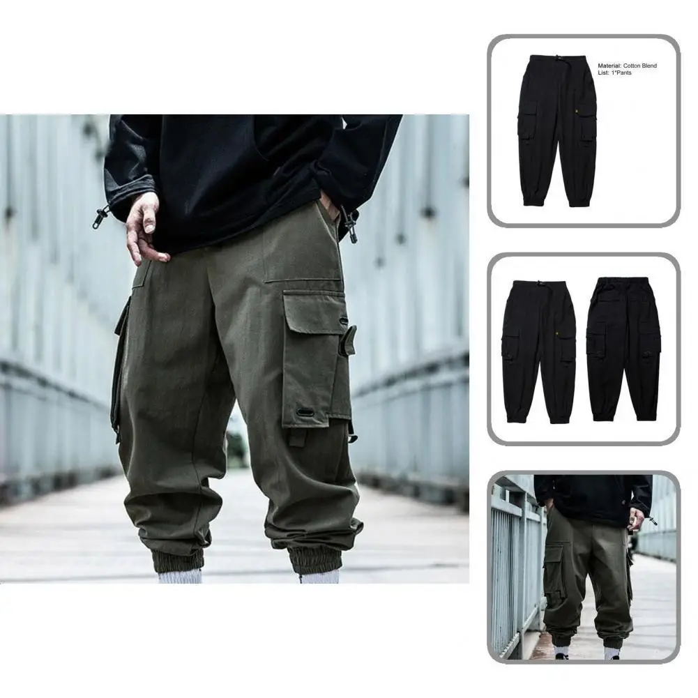 

Streetwear Terrific Buckle Design Men Jogger Sweatpant Handsome Men Pants Elastic Waist for Dating