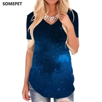 somepet galaxy t shirt women nebula t shirts 3d universe tshirts printed sky v neck tshirt womens clothing summer casual tops