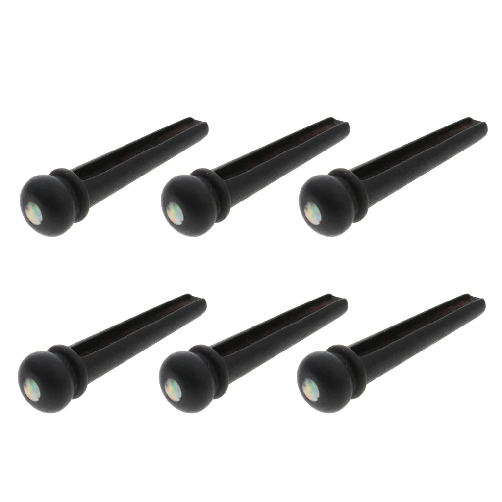 

2x 6pcs Black Ebony Bridge Pins W/ Dots For Acoustic Guitar NEW