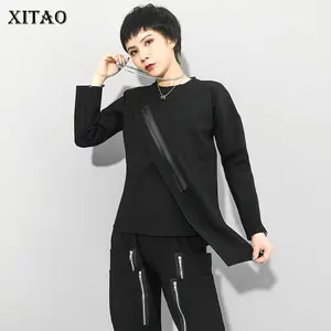 Женский пуловер асимметричного покроя XITAO, разноцветный Повседневный свитшот в стиле пэчворк, модель ZP2096 на осень, 2020