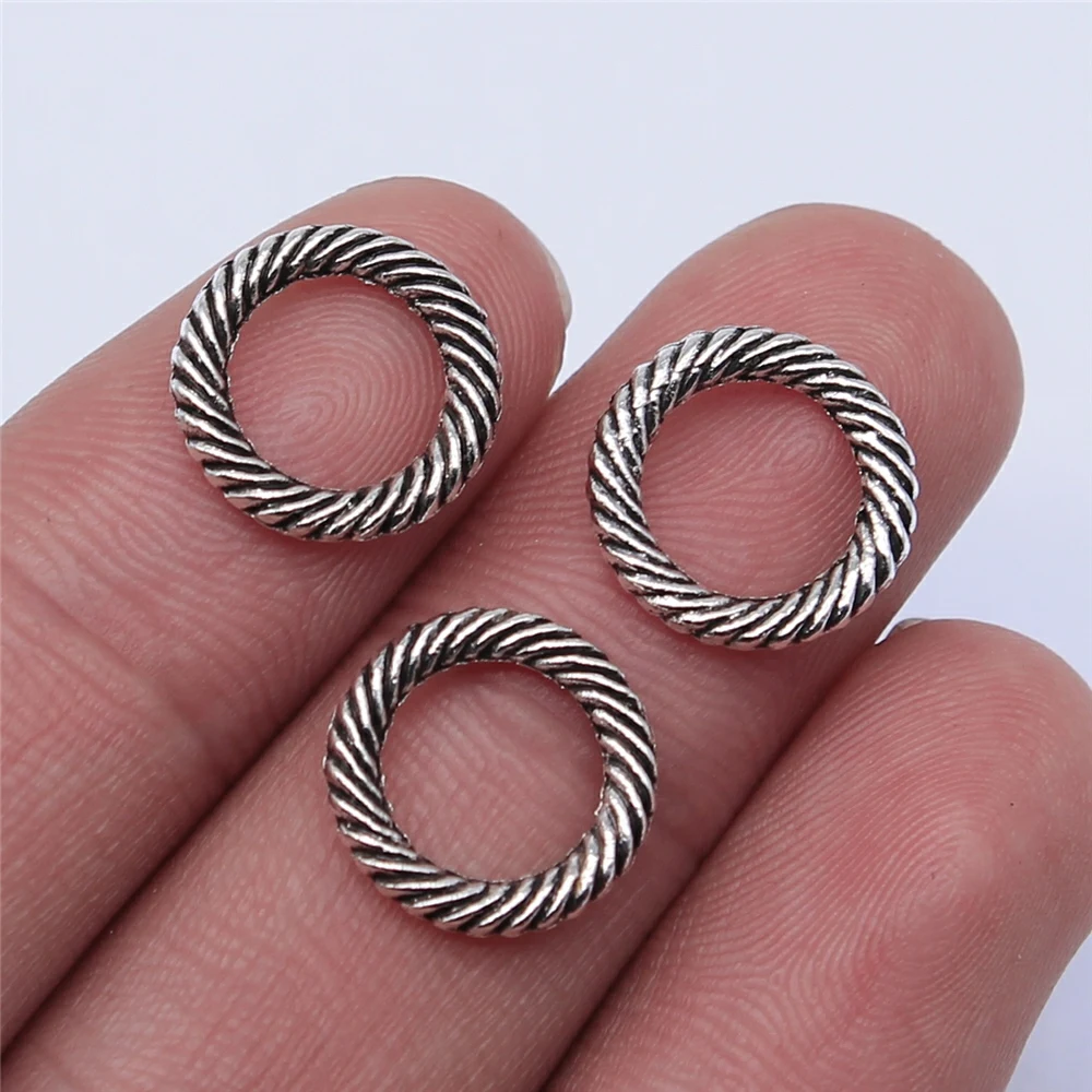 

300pcs 13x13mm Antique Silver Color Circle Charms For Jewelry Making DIY Jewelry Findings