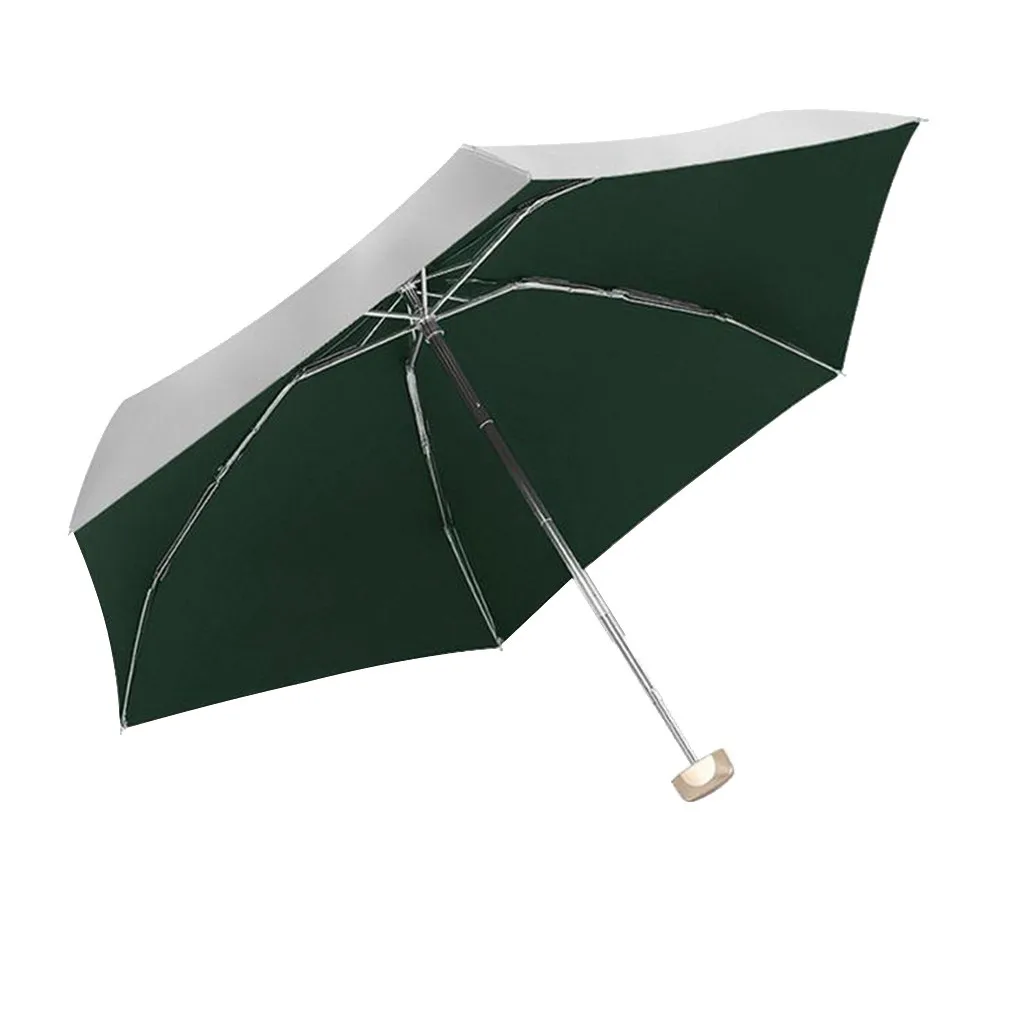 

Titanium Silver Plastic Five-fold Sun Umbrella Female Sunscreen Umbrella Parasol Windproof Durable Umbrellara Outdoor Parapluie