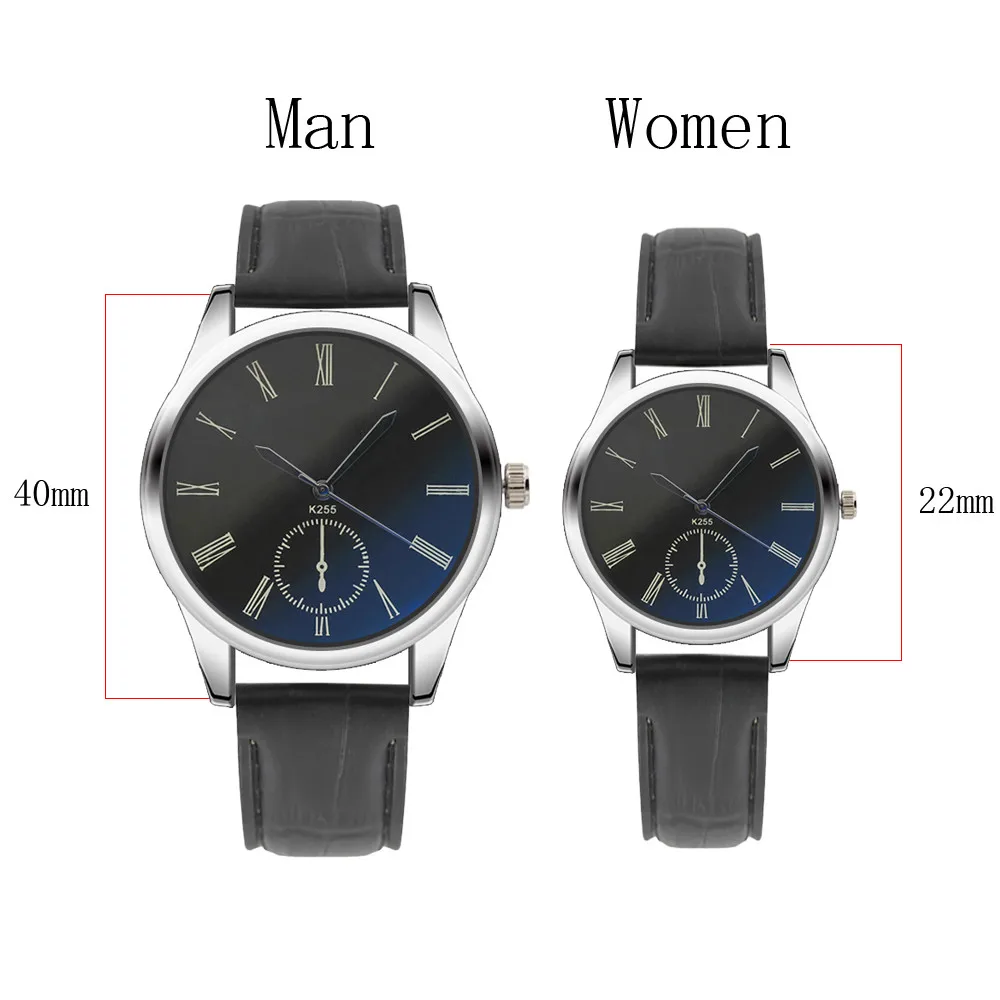 

Otoky Luxury Watch Fashion Women Mens Watches Analog Casual Black Leather Strap Couple Watches Stainless Steel Quartz Bracele