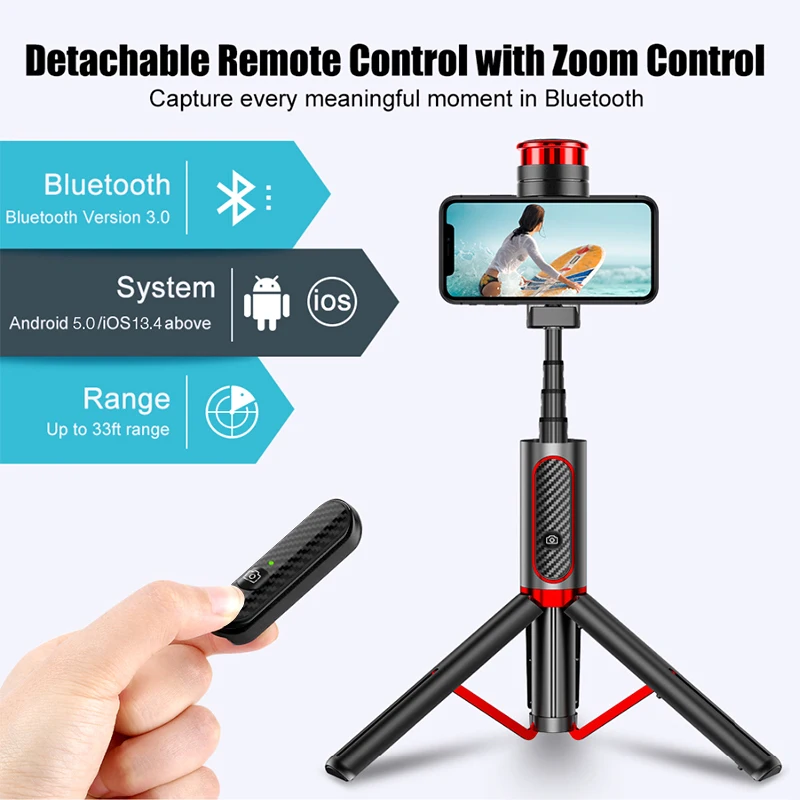 Cafele Wireless Bluetooth-Compable Selfie Stick Portable Tripod For Mobile Phone Handheld Extendable iPhone | Электроника