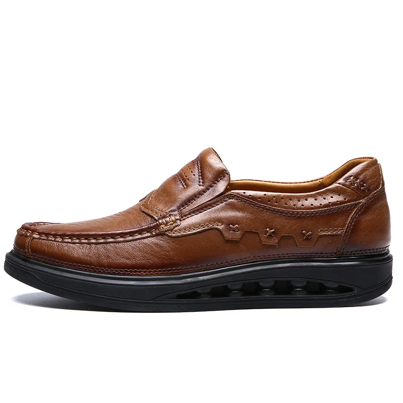 Удобные лоферы из натуральной кожи на толстой подошве мужские мокасины модные