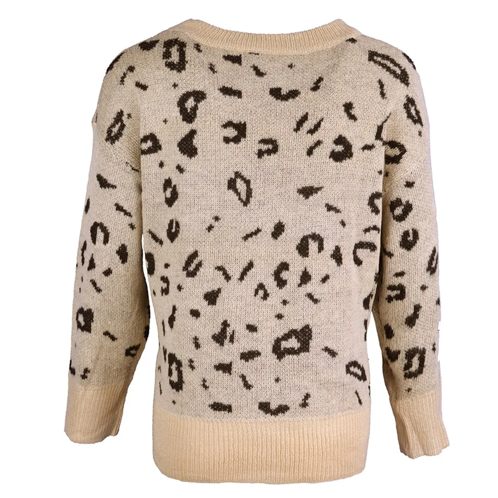 Winter Fashion knitting Jumper Sweater Blouse Casual Sexy Leopard Streetwear Tee Tops Female Women Long Sleeve Blusas Pullover | Женская