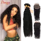 30-дюймовые пряди человеческих волос с кружевной застежкой, вьющиеся пряди с застежкой, бразильские волнистые вьющиеся человеческие волосы для наращивания