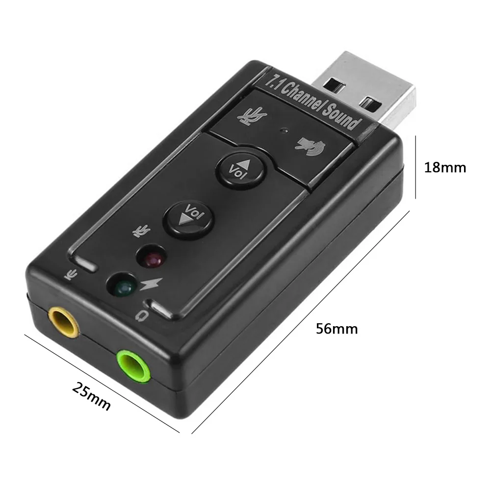 Внешняя звуковая карта 7 1 USB 2 0 аудио адаптер для микрофона стерео 3 5 мм разъем