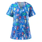 Летняя женская униформа для медсестры, модная футболка с рисунком, короткий рукав, v-образный вырез, рабочие топы, Gorro Enfermera A40
