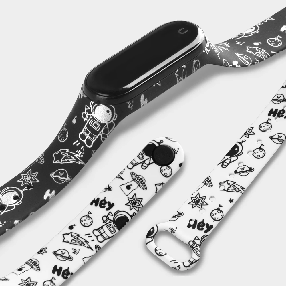 Силиконовый ремешок для Xiaomi Mi band 5 4 мягкий цветной браслет с принтом xiami