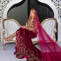 pretty lace mermaid moroccan caftan dubai evening dresses applique long sleeves saudi arabia muslim prom gown custom made