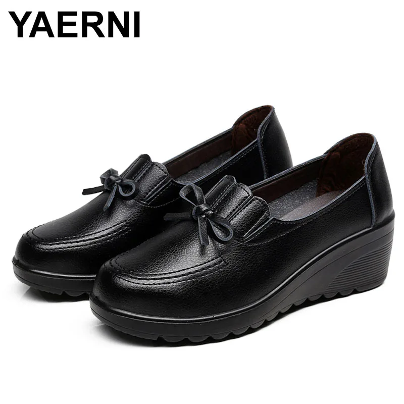 YAERNI/Новые модные женские туфли на высоком каблуке без застежки Сезон осень