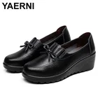 Женские туфли-лодочки YAERNI, кожаные, без застежек, на высоком каблуке, повседневные, Размеры 35-41, для осени