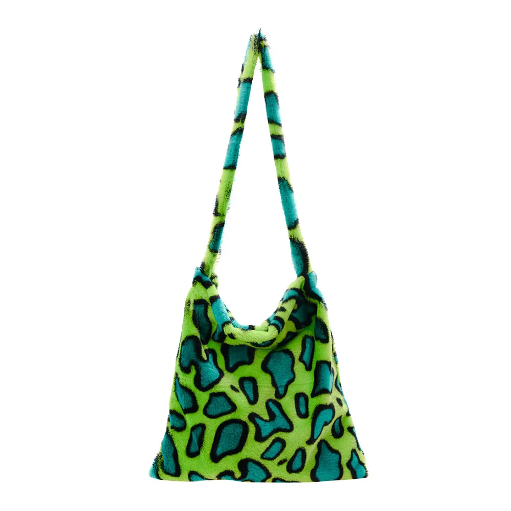 

Portable Animal Pattern handle Bag Casual Colorful Women Plush Large Capacity Female Commuter Street Shoulder Handbag Tote