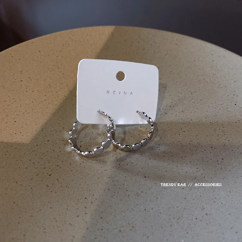 

S925 Silvers 2021 New Semicircular Sequin Geometric Earrings for Women Exquisite Classic Earrings Korean Jewellery Fashion