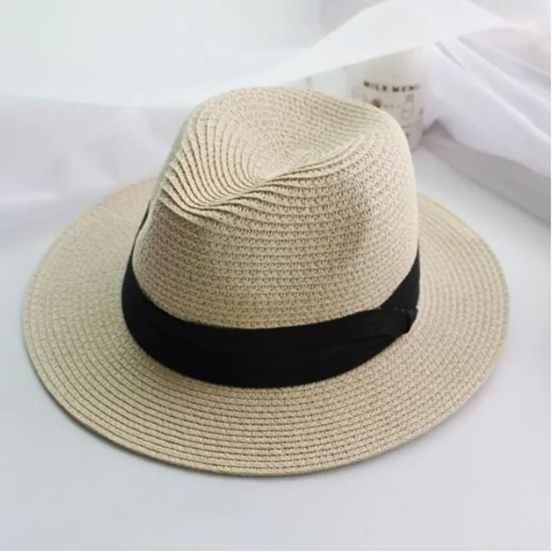 Шляпа женская Соломенная пляжная Панама с черной лентой модная лето|hat uv|sunhats