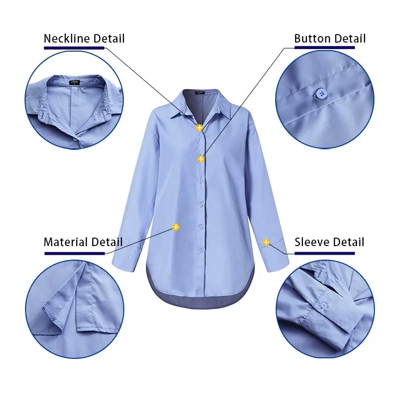 

VONDA Solid Shirts Loose Cotton Women Casual Lapel Button Tops Plus Size Long Sleeved Bohemian Blusas Femininas Elegant Blouses