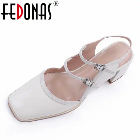 Женские туфли-лодочки FEDONAS, весенне-летние Туфли Мэри Джейн с квадратным носком, на высоком каблуке, из натуральной кожи