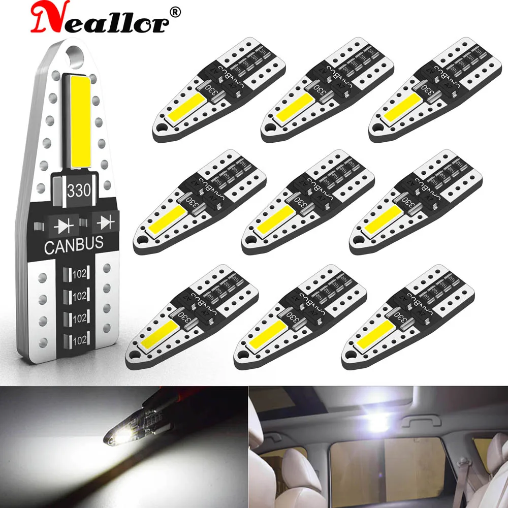 

10 шт., Сверхъяркие светодиодные лампы T10 W5W WY5W 2825 Canbus